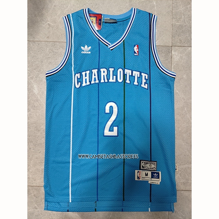 Larry Johnson NO 2 Camiseta Charlotte Hornets Retro Azul